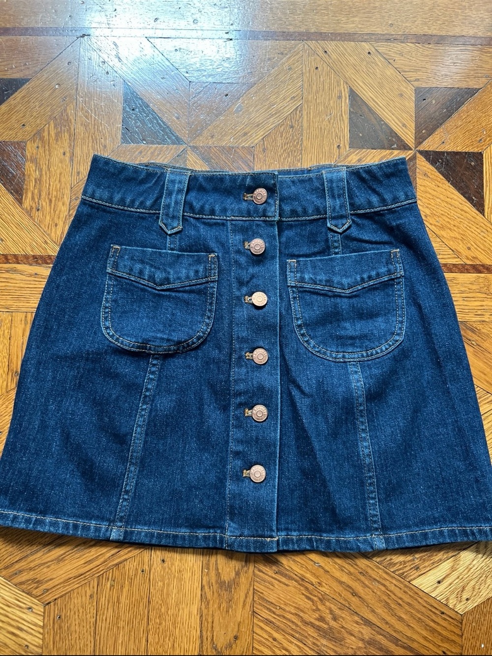 Madewell Indigo Button-Front Denim Mini Skirt